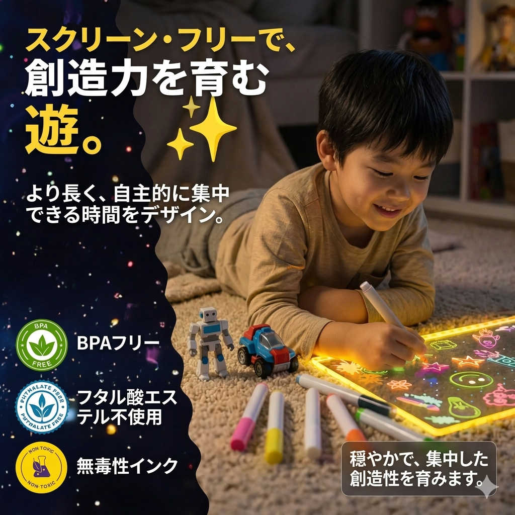 Hikari Kids™ 光るお絵かきボード楽し 創造性を刺激します。